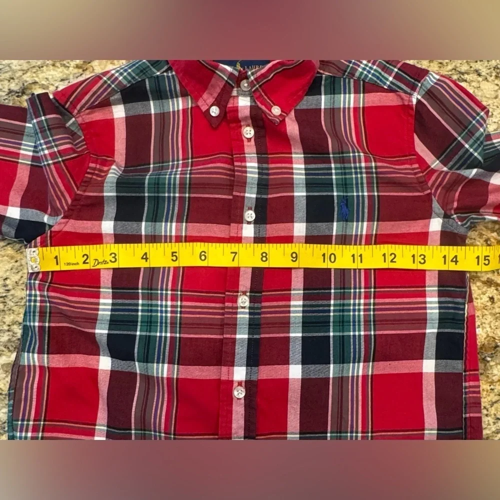 Ralph Lauren Boys Size 5 Red Plaid Button Down Shirt